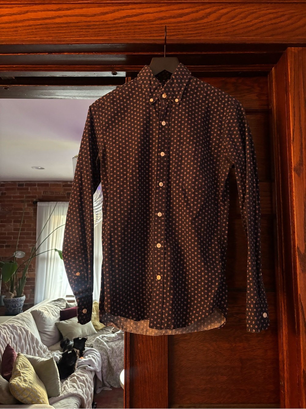 J.Crew Men's Navy Micro-Paisley Print Button-Down Shirt